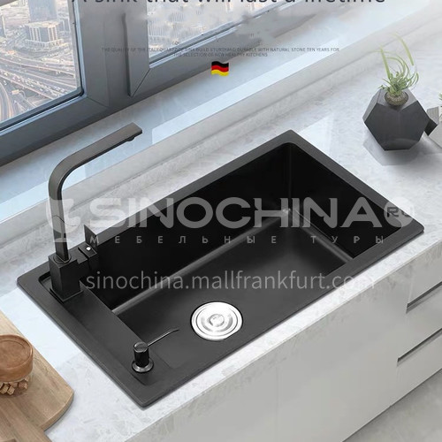 Black color quartz sink single sink kitchen dish basin single basin D11